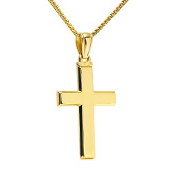 Χρυσός ανδρικός βαπτιστικός σταυρός Κ14 με αλυσίδα